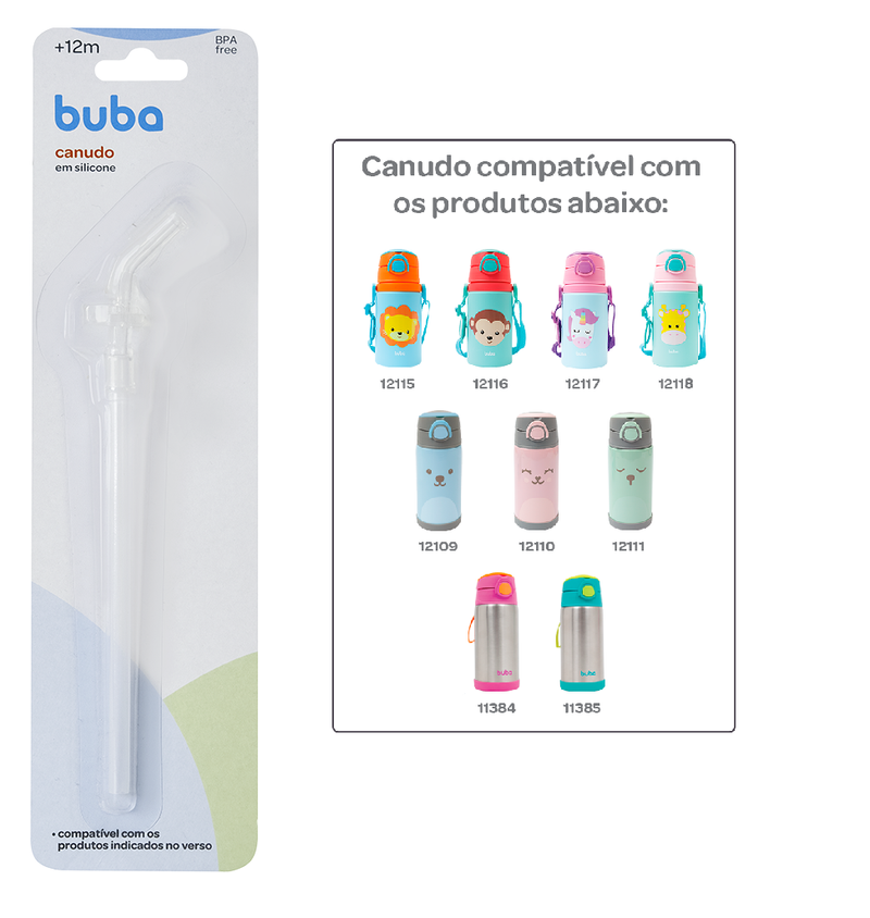 Canudo de Silicone Repositor Garrafas Copos Infantil Kids Buba