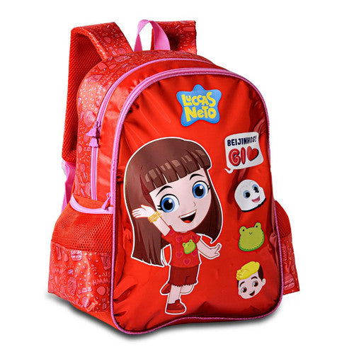 Mochila de Costas Vermelha Lucas Neto Youtuber Gi Neto Infantil Escolar - Clio