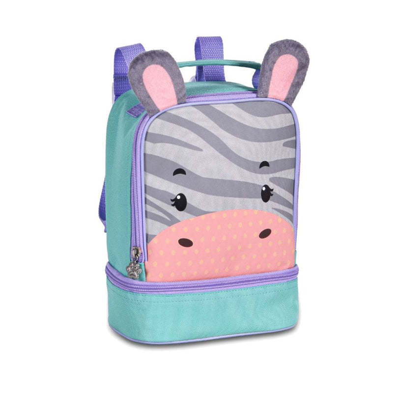 Kit Mochila de Costas Mala Bolsa Zebra Lancheira Térmica Duas Alças Lanchinho Escolar Infantil Clio