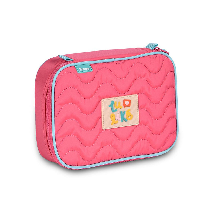 Kit Mochila de Carrinho Mala Bolsa Rosa Lancheira Térmica Duas Alças Estojo Box Meninas Juvenil Escolar Luluca Clio