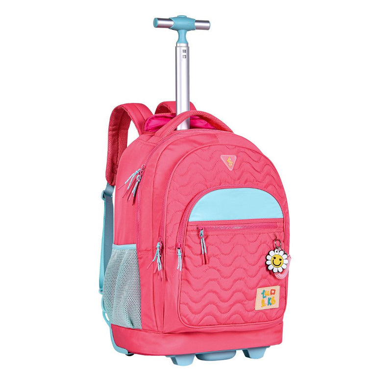 Kit Mochila de Carrinho Mala Bolsa Rosa Lancheira Térmica Duas Alças Estojo Box Meninas Juvenil Escolar Luluca Clio