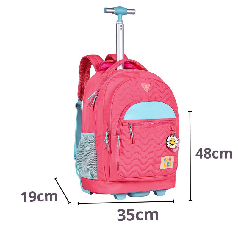 Kit Mochila de Carrinho Mala Bolsa Rosa Lancheira Térmica Duas Alças Estojo Box Meninas Juvenil Escolar Luluca Clio