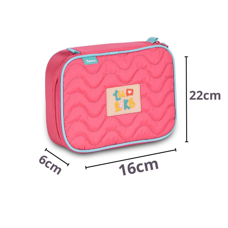 Kit Mochila de Carrinho Mala Bolsa Rosa Lancheira Térmica Duas Alças Estojo Box Meninas Juvenil Escolar Luluca Clio