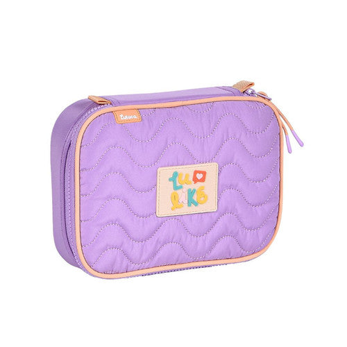 Kit Mochila de Carrinho Mala Bolsa Lancheira Térmica Duas Alças Estojo Box Luluca Juvenil Meninas Escolar Clio