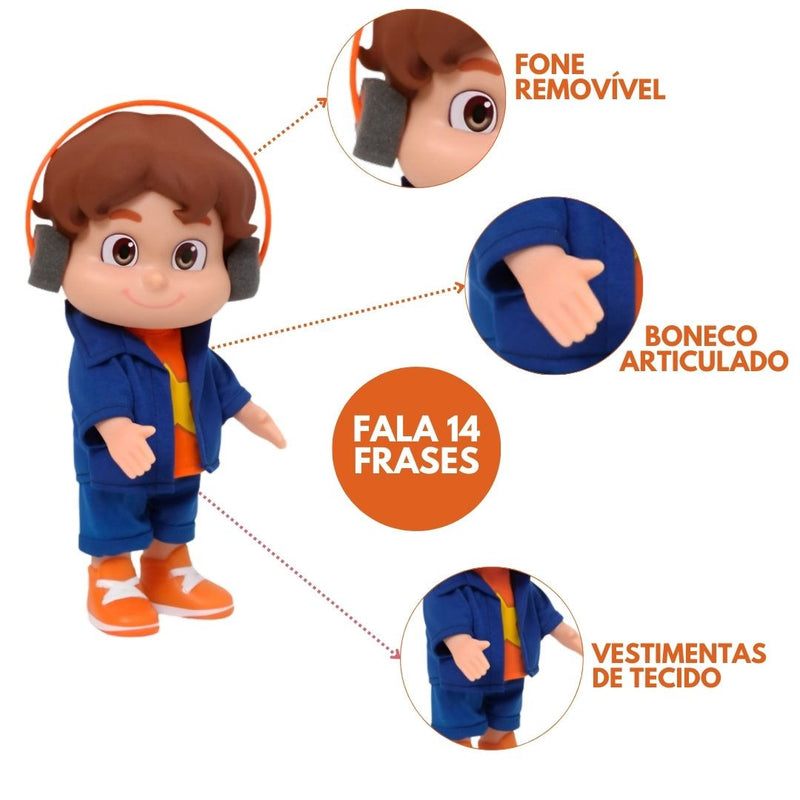 Boneco Mecanizado JP Automatizado Brinquedo Vinil Infantil Criança Maria Clara e JP Baby Blink