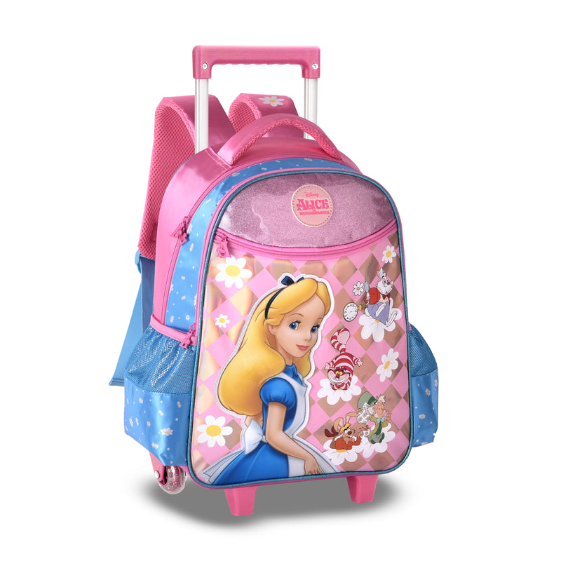 Mochila de Carrinho Alice no País das Maravilhas Rosa Infantil Rosa Feminino Escolar Clio