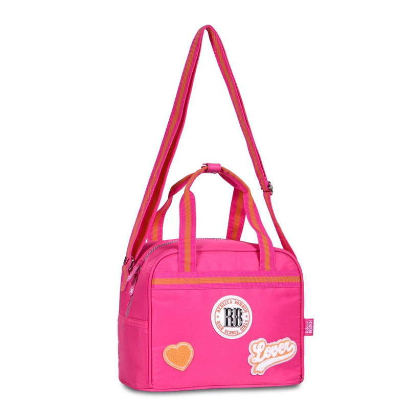 Kit Mochila de Carrinho Mala Bolsa Lancheira Térmica Duas Alças Rosa Escolar Meninas Juvenil Rebecca Bonbon Clio