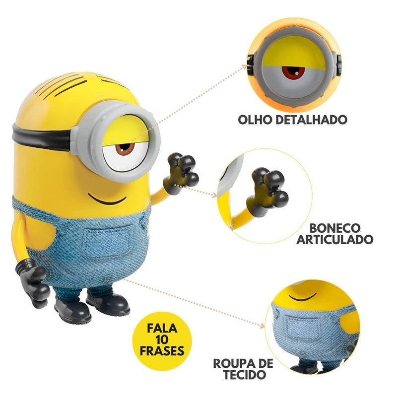 Boneco Minions Stuart Musical 10 Frases Meu Malvado Favorito Infantil Crianças NovaBrink