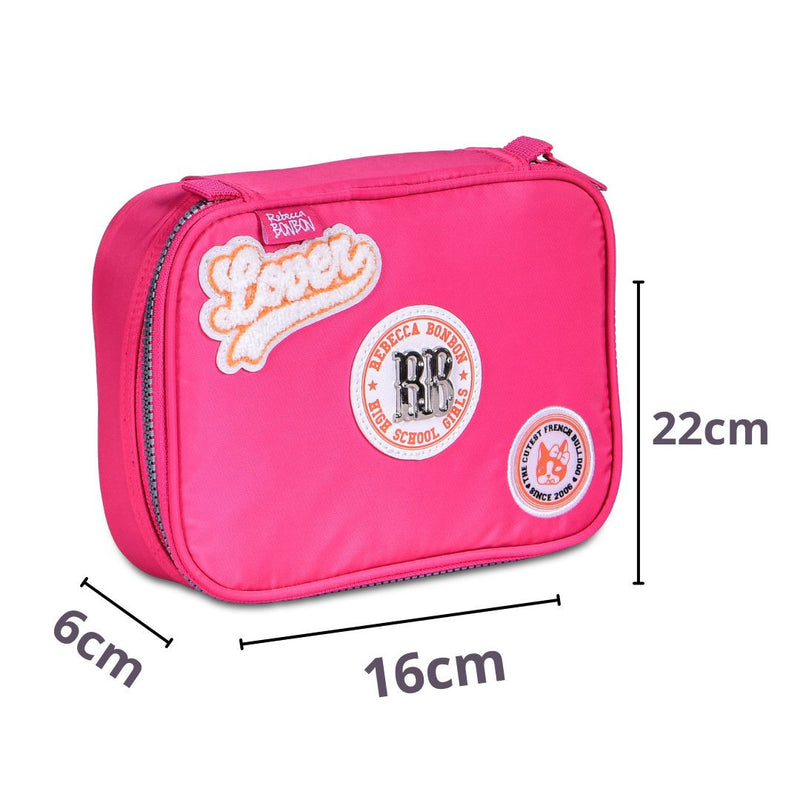 Kit Mochila de Carrinho Mala Bolsa Lancheira Térmica Duas Alças Rosa Escolar Meninas Juvenil Rebecca Bonbon Clio