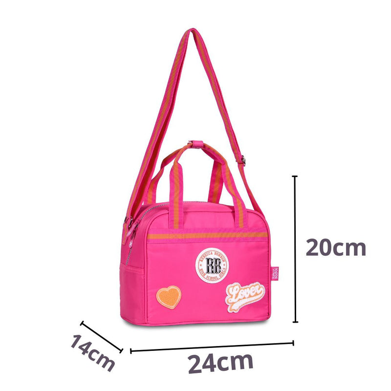 Kit Mochila de Carrinho Mala Bolsa Lancheira Térmica Duas Alças Rosa Escolar Meninas Juvenil Rebecca Bonbon Clio