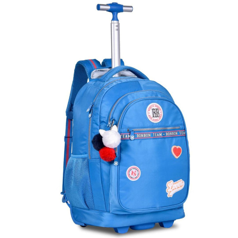 Mochila de Carrinho Mala Bolsa Rebecca Bonbon Preto Rosa Azul Fashion Juvenil Escolar Feminino Clio