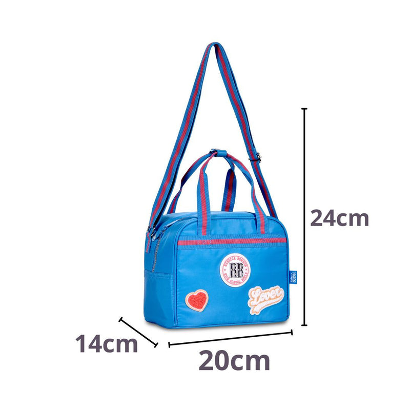 Kit Mochila de Carrinho Mala Bolsa Lancheira Térmica Duas Alças Azul Escolar Meninas Juvenil Rebecca Bonbon Clio