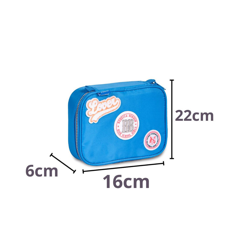 Kit Mochila de Carrinho Mala Bolsa Lancheira Térmica Duas Alças Azul Escolar Meninas Juvenil Rebecca Bonbon Clio