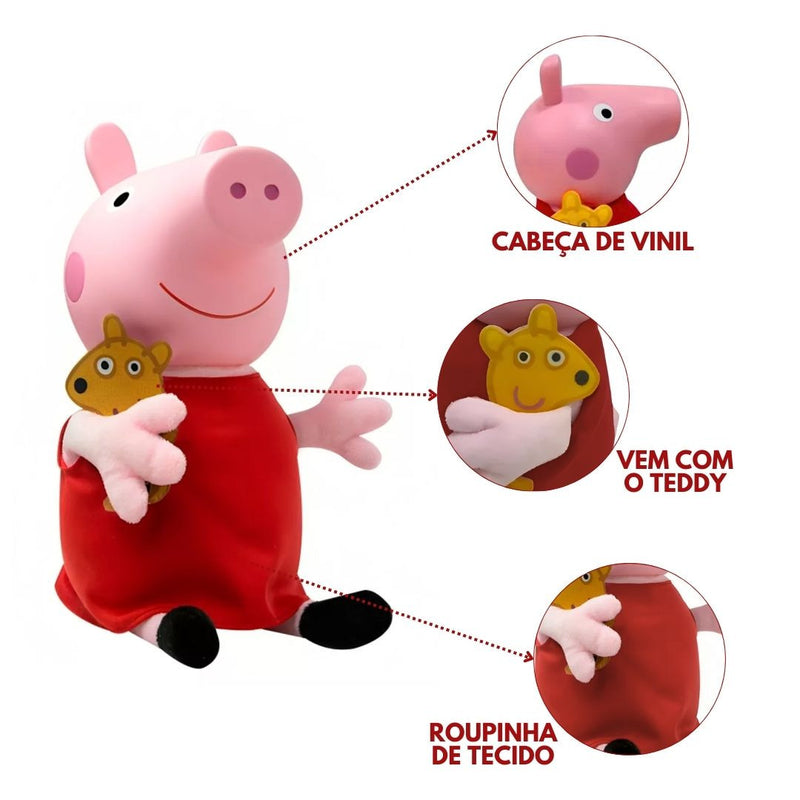 Boneca Peppa Pig Brinquedo Pernas e Braços Articulados Vinil Infantil Criança Novabrink