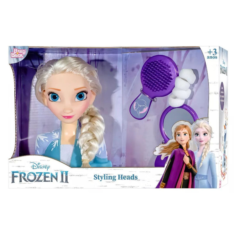 Boneca Bustos Frozen 2 Elsa Com Acessórios Styling Head Hair Infantil Brinquedo Novabrink