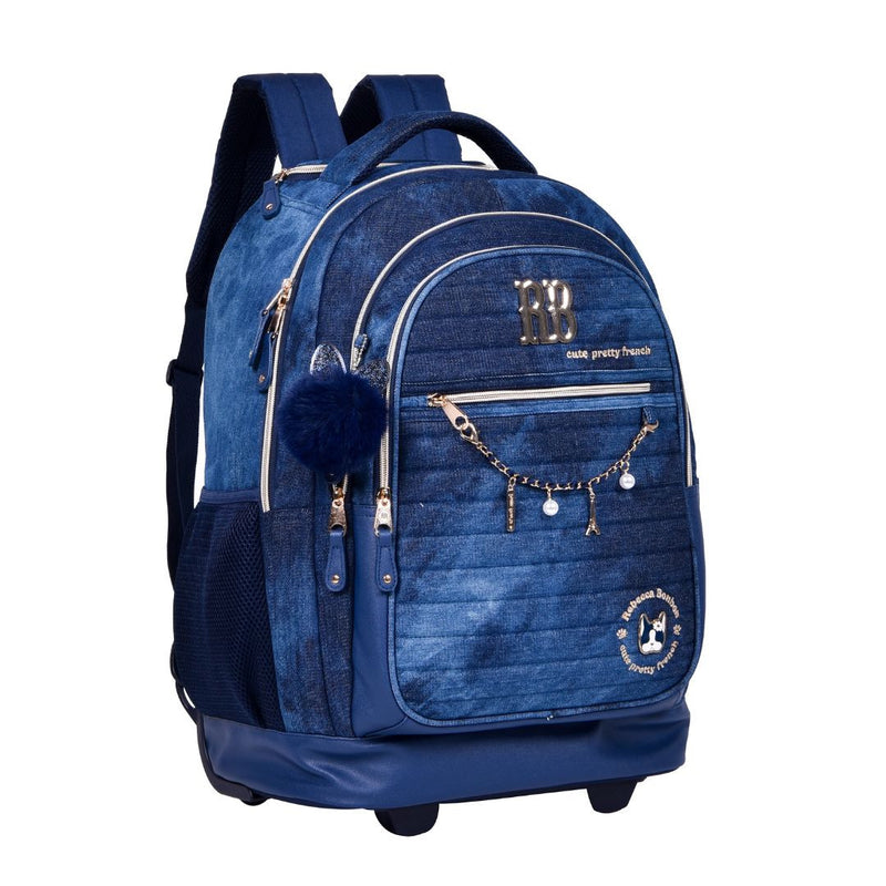 MOCHILA DE CARRINHO REBECCA BONBON JEANS 19" RB24060