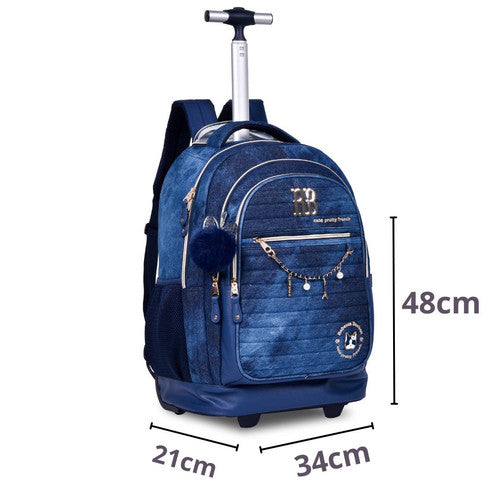 MOCHILA DE CARRINHO REBECCA BONBON JEANS 19" RB24060