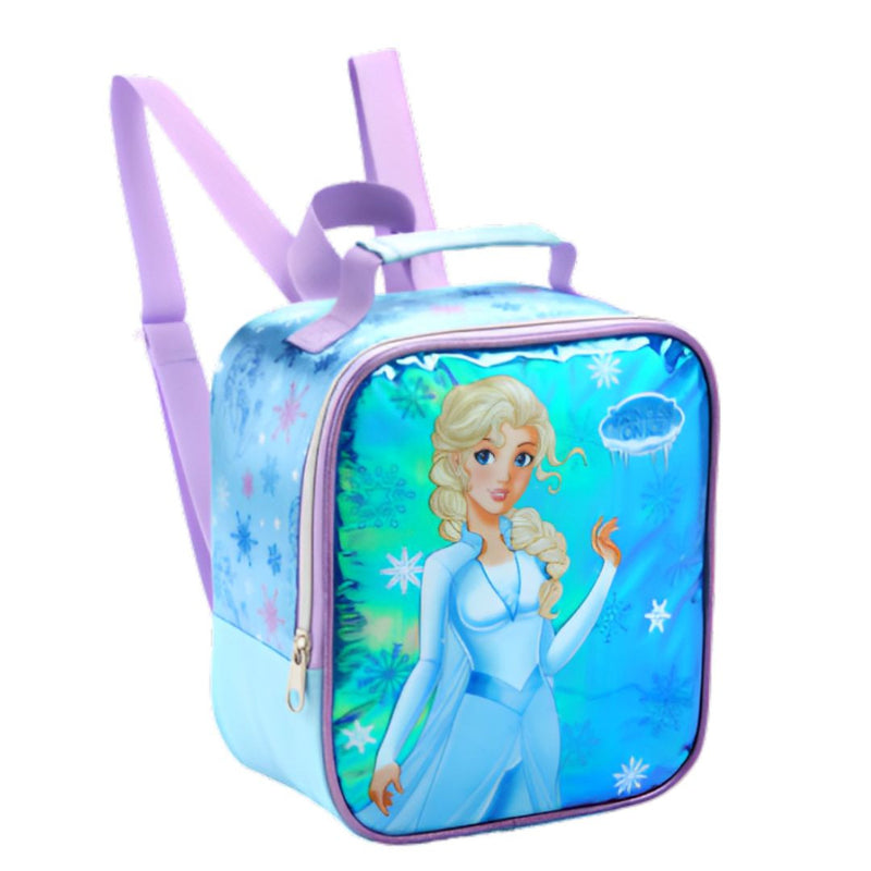 Kit Mochila de Costas Infantil Princesa do Gelo Frozen Mala Bolsa Lancheira Térmica Estojo com Dois Compartimentos Escolar Seanite