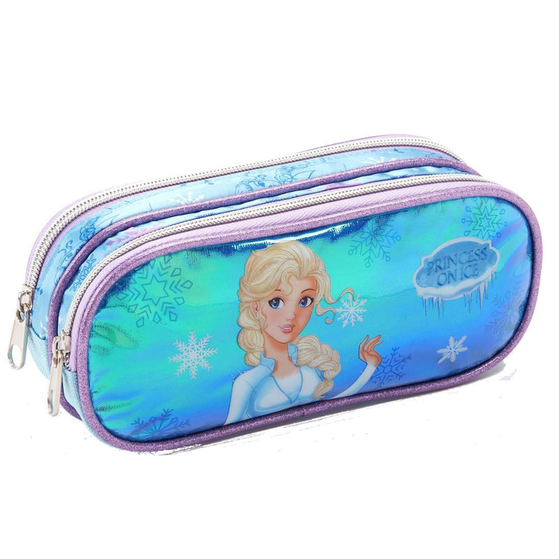 Kit Mochila de Carrinho Infantil Princesa do Gelo Frozen Lancheira Térmica Estojo com Compartimento Feminino Meninas Seanite