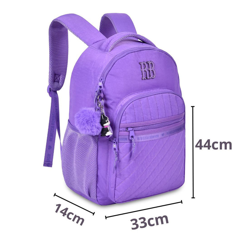 Mochila de Costas Mala Bolsa Rebecca Bonbon Preto Rosa Lilás Fashion Meninas Clio