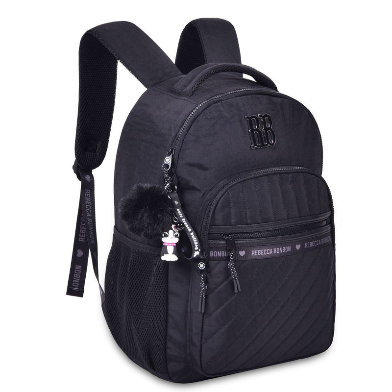 Mochila de Costas Mala Bolsa Rebecca Bonbon Preto Rosa Lilás Fashion Meninas Clio