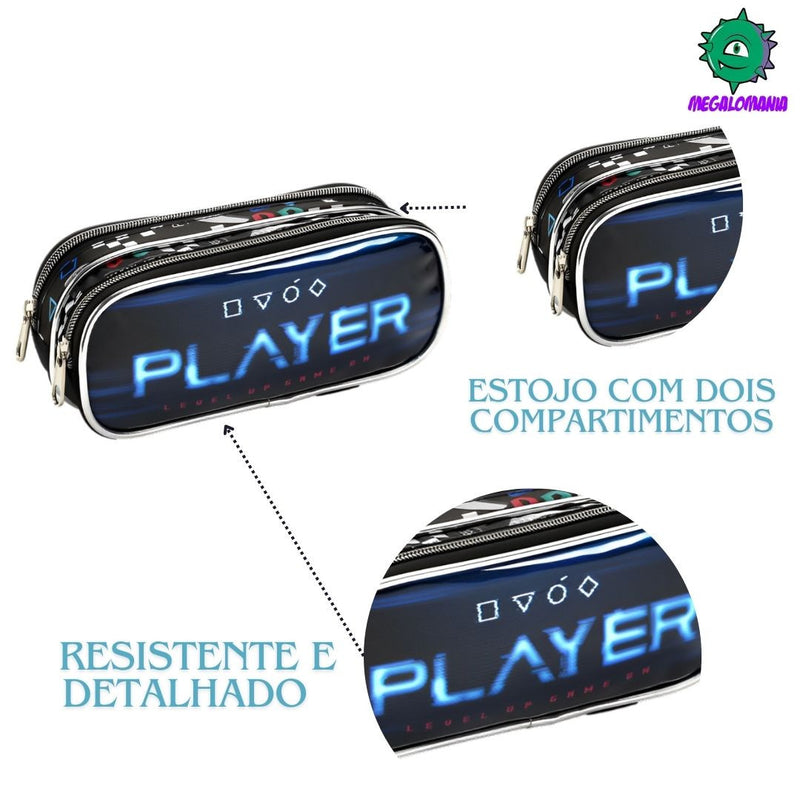 Estojo Infantil Video Game Console com Dois Compartimentos Escolar Masculino Meninos Seanite