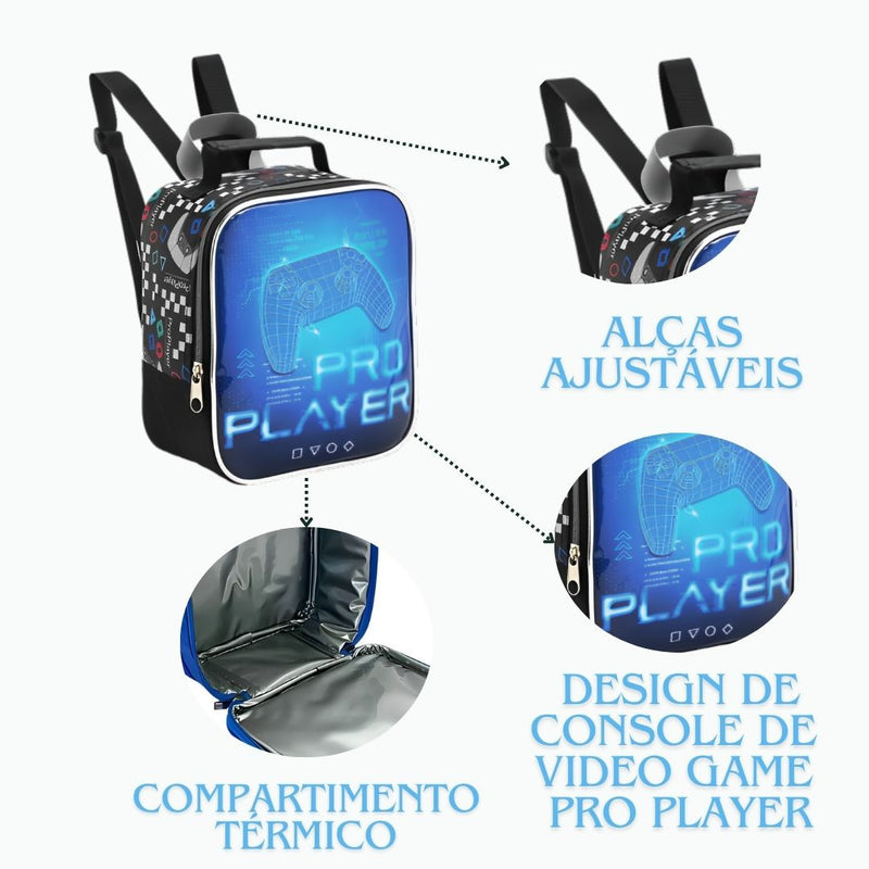 Lancheira Térmica Infantil Video Game Console Escolar Masculino MEninos Seanite