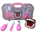 Brinquedo Kit Dentista Maleta Faz de Conta Higiene Bucal Aprendizagem Verde e Rosa Acessórios PakiToys