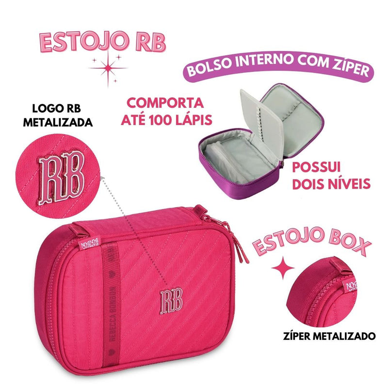 Estojo box Rebecca Bonbon Preto Rosa Lilás Feminino Fashion Juvenil Clio