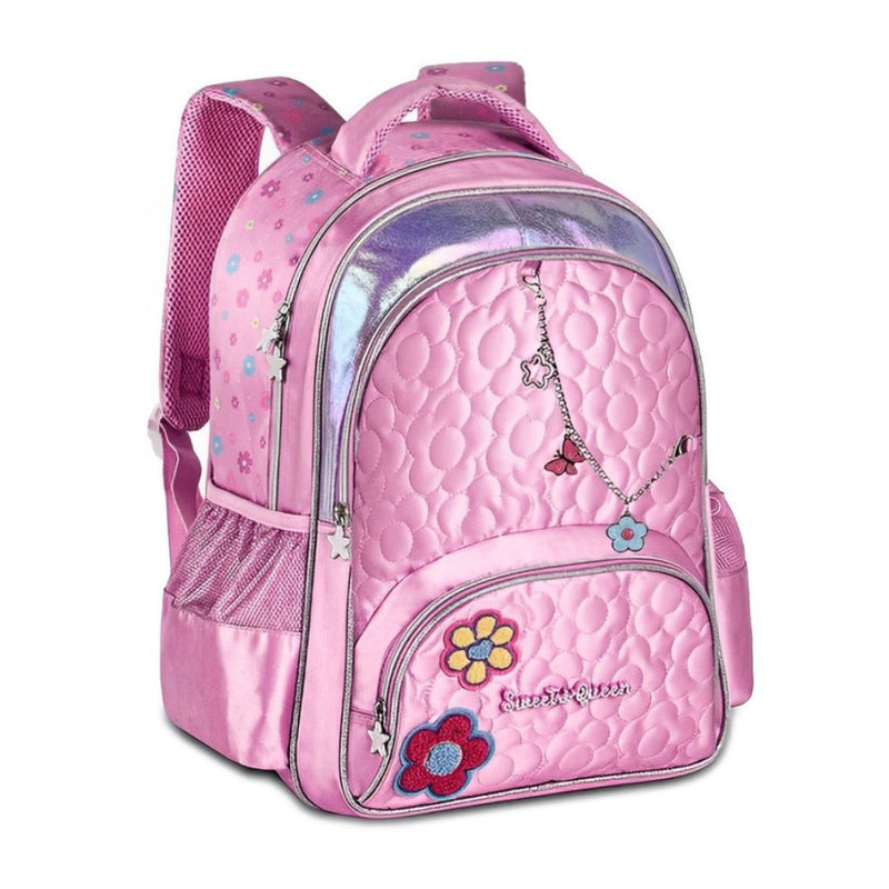 Mochila de Costas Bolsa Mala Duas Alças Rosa Feminino Juvenil Escolar Clio