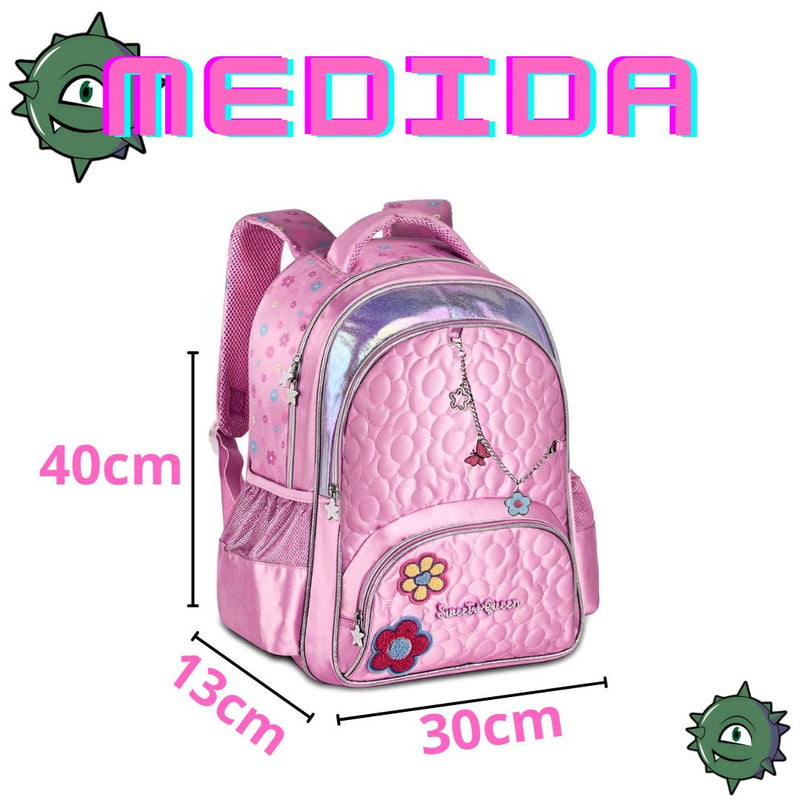 Mochila de Costas Bolsa Mala Duas Alças Rosa Feminino Juvenil Escolar Clio