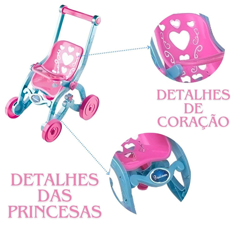 Carrinho Brinquedo Boneca Bebe Reborn Baby Car Princesas Florzinha Brinquemix Infantil