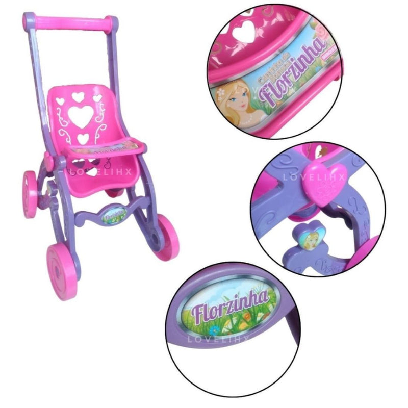 Carrinho Brinquedo Boneca Bebe Reborn Baby Car Princesas Florzinha Brinquemix Infantil