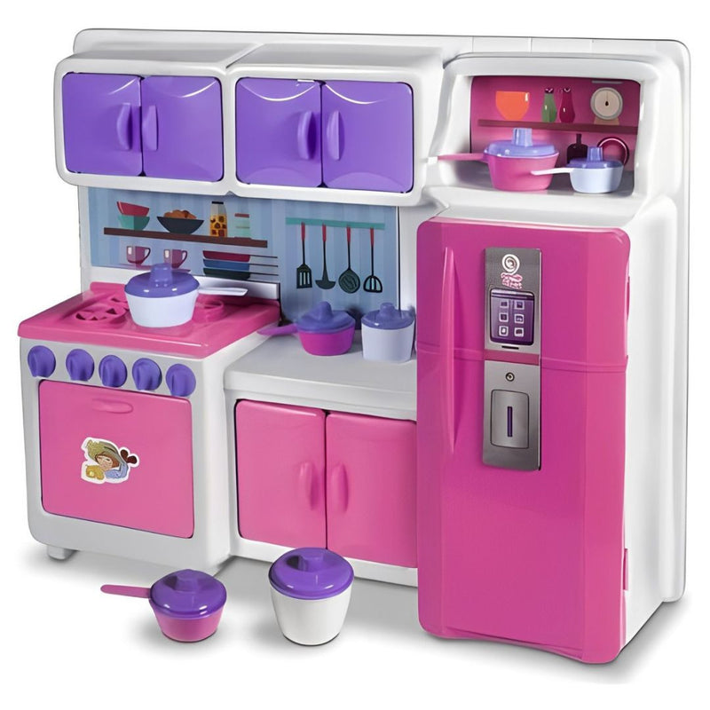 Brinquedo Coleção Cozinha Cristal Fogão Armário Geladeira Utensilios Meninas Infantil Lua de Cristal