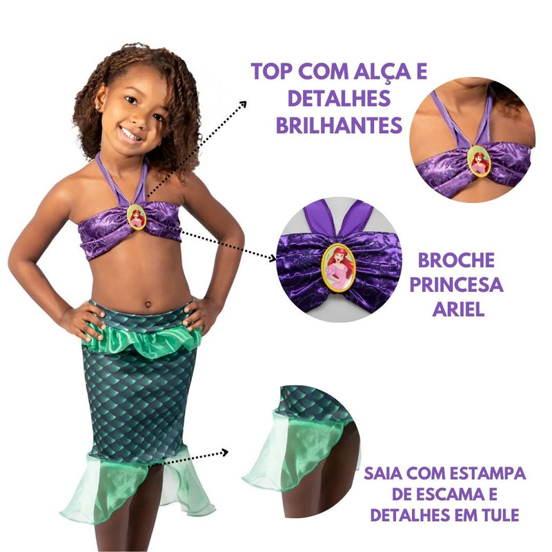 Fantasia Ariel A Pequena Sereia Especial Disney Especial Pop Infantil Crianças Novablink