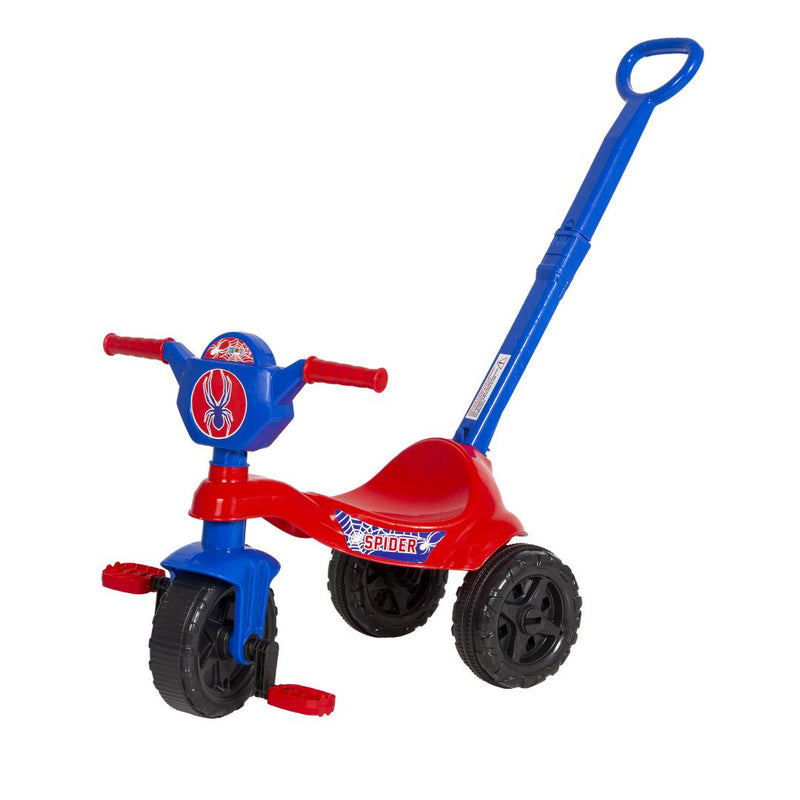 Brinquedo Carrinho de Passeio Pedal Infantil Kemotoca Spider c/ Haste Menino Homem - Aranha Kendy