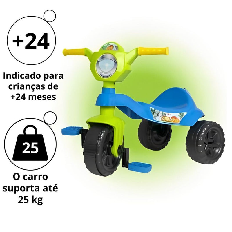 Brinquedo Carrinho de Passeio Triciclo Infantil Motoca Menino Dino Kendy