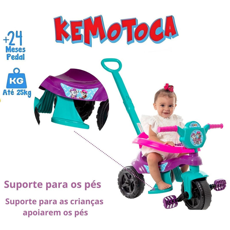 Brinquedo Carrinho de Passeio Pedal Infantil Kemotoca Baby Dog Roxo Feminino Triciclo Kendy