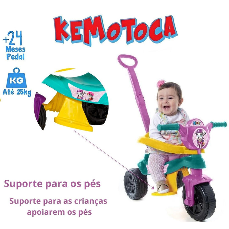 Brinquedo Carrinho de Passeio Pedal Infantil Kemotoca Baby Dog Tiffany Feminino Triciclo Kendy