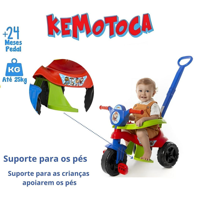 Brinquedo Carrinho de Passeio Infantil Kemotoca Baby Dog Vermelha Masculino Triciclo Kendy