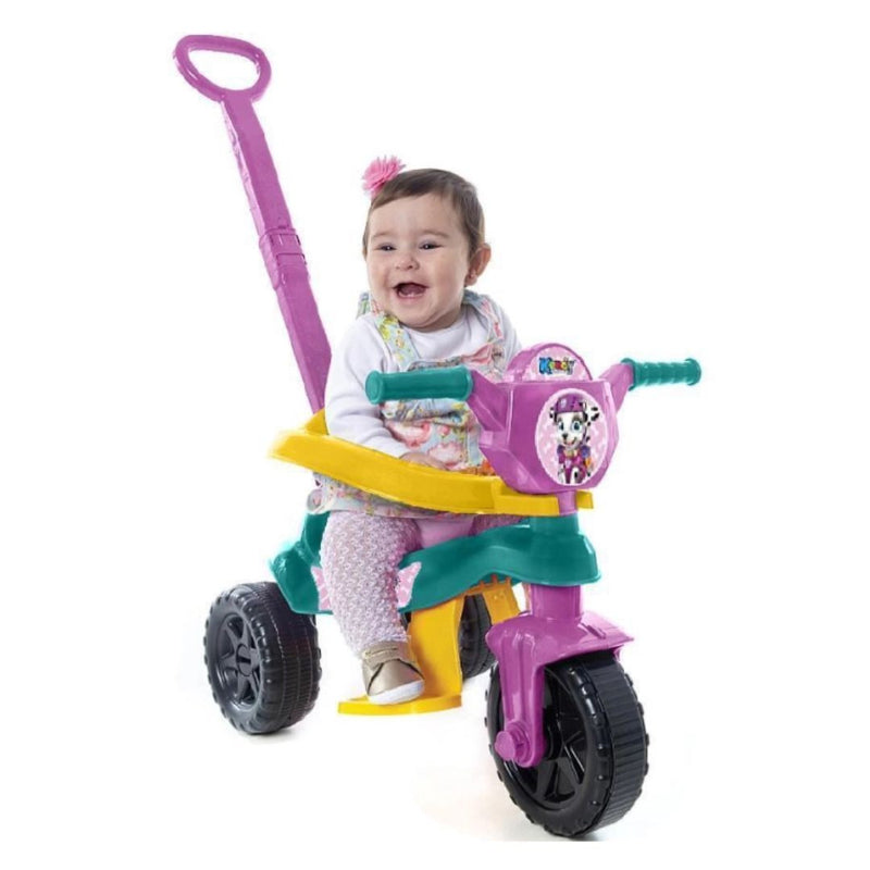 Brinquedo Carrinho de Passeio Pedal Infantil Kemotoca Baby Dog Tiffany Feminino Triciclo Kendy