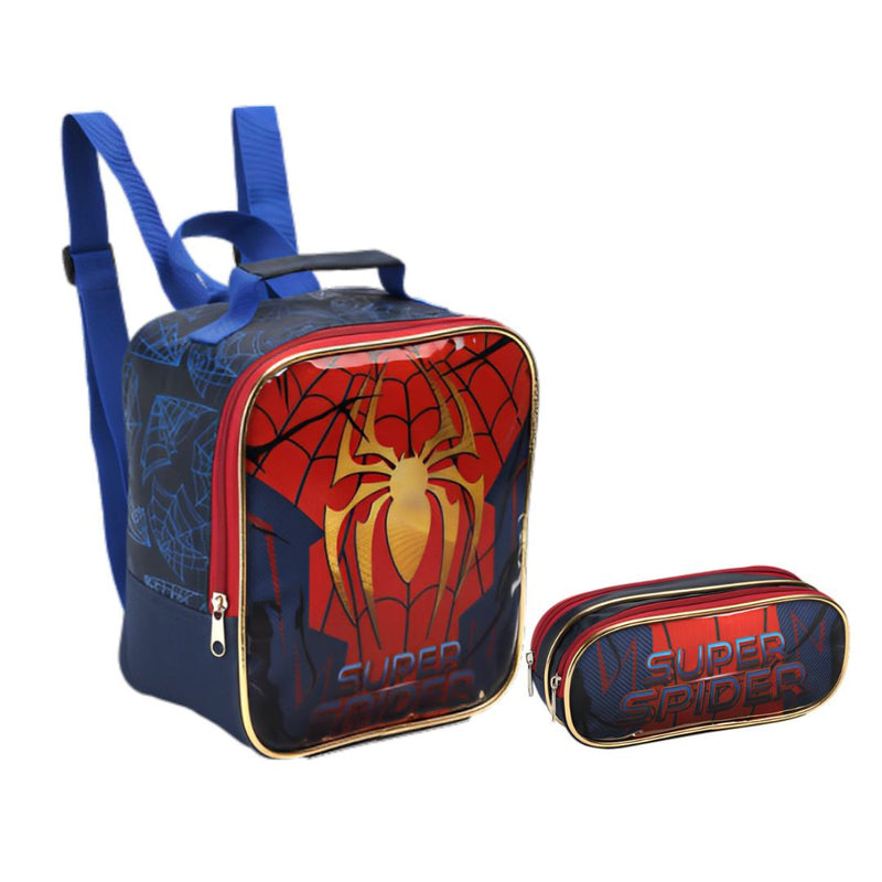 Kit Lancheira Térmica Infantil Super Spider Aranha Homem Estojo com Dois Compartimentos Escolar Masculino Seanite