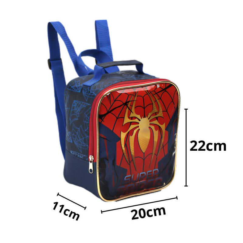 Kit Lancheira Térmica Infantil Super Spider Aranha Homem Estojo com Dois Compartimentos Escolar Masculino Seanite