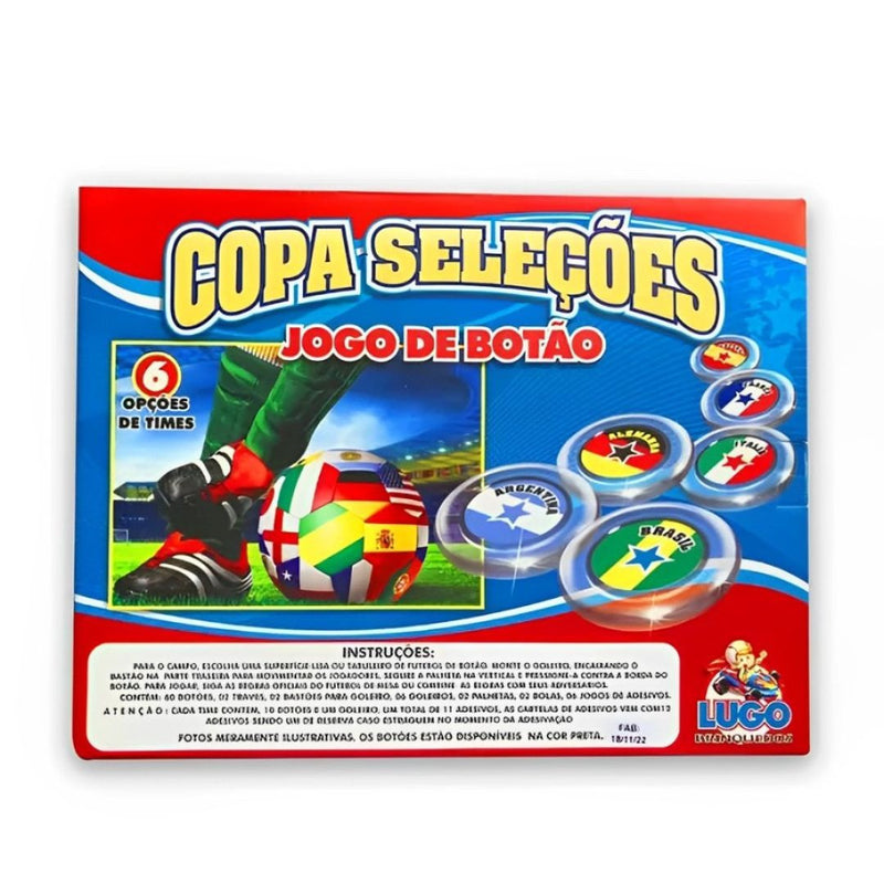 Brinquedo Copa Seleções Jogo de Botão Masculino 6 times Lugo Brinquedos