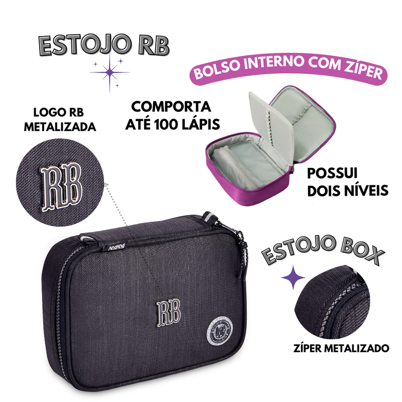 ESTOJO SIMPLES REBECCA BONBON PRETO RB24534 RB24532