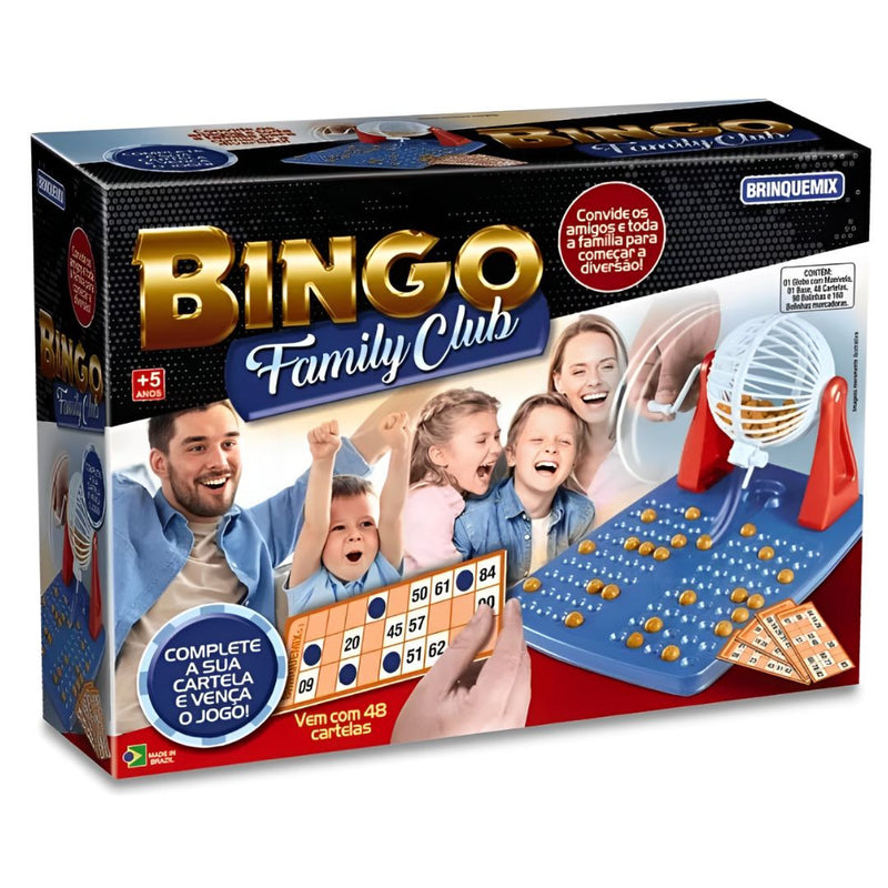 Brinquedo Bingo Family Club Jogos Tabuleiro Cartela Globo Bolinhas Diversão Familia Brinquemix