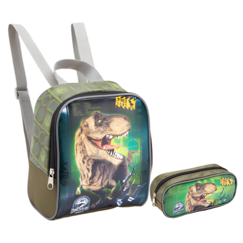 Kit Lancheira Térmica Dinossauro T-Rex Infantil Estojo Simples Escolar Masculino Seanite