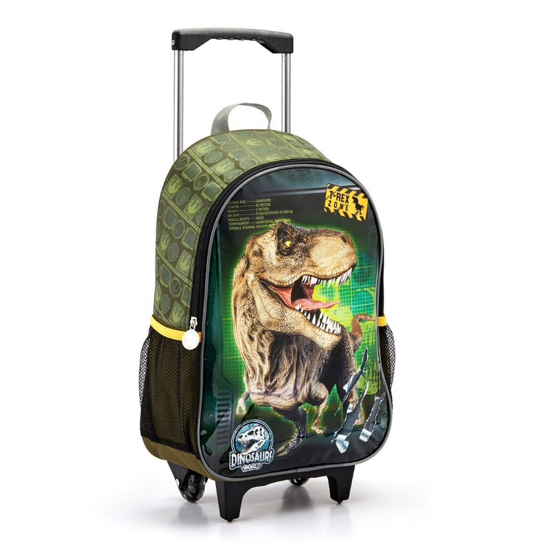 Mochila de Carrinho Dnissauro T-Rex Infantil Mala Bolsa Escolar Masculino Seanite