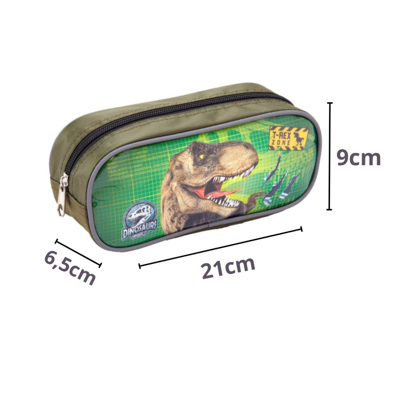 Kit Lancheira Térmica Dinossauro T-Rex Infantil Estojo Simples Escolar Masculino Seanite