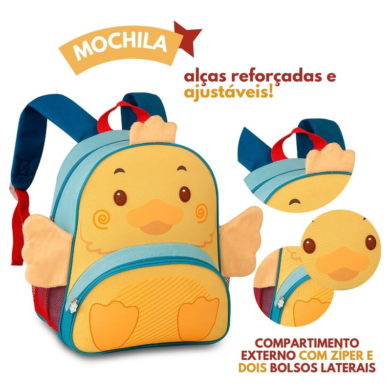 Mochila de Costas Mala Bolsa Tubarão Pinguim PIntinho Escolar Infantil Masculino Clio